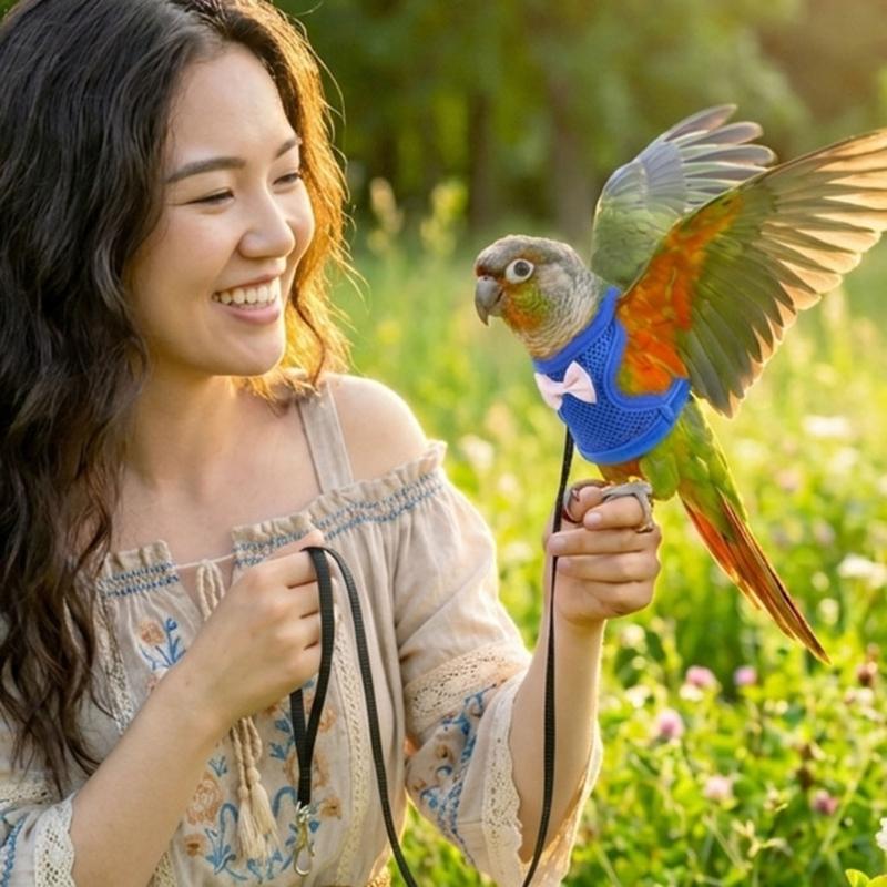 Net Bird Harness Vest and Leash For Small to Large Parrots Flight Suit Ensures Comfort And Security During Walking