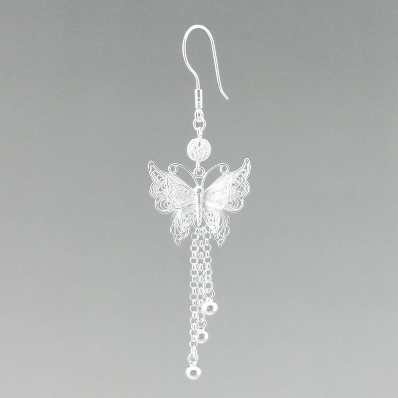 Yinxiu Qiancheng Ручная работа Этнические Серьги и Подвески-Бабочки из Стерлингового Серебра Large Pair (7.8±0.5g)