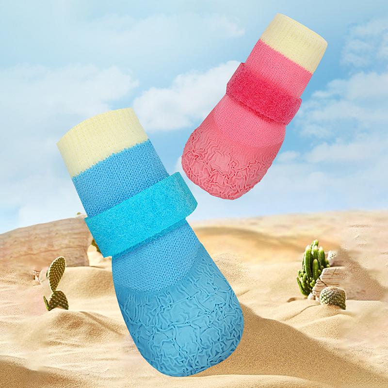 4Pcs/Set Anti-Dirty Adjustable Puppy Mesh Shoes Non-Slip Dog Shoes Wear Resistant Waterproof Dog Foot Cover Pet Supplies
