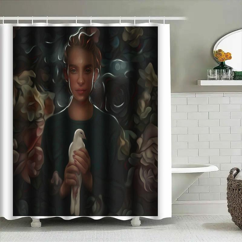 Gothic Bathroom Decor Shower Curtain Dark Academia Aesthetic Vintage Halloween Van Gogh Skull Art Home Decor Washable Waterproof
