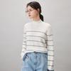 Kemengboka Women's 100% Cashmere Striped Mock Neck Sweater