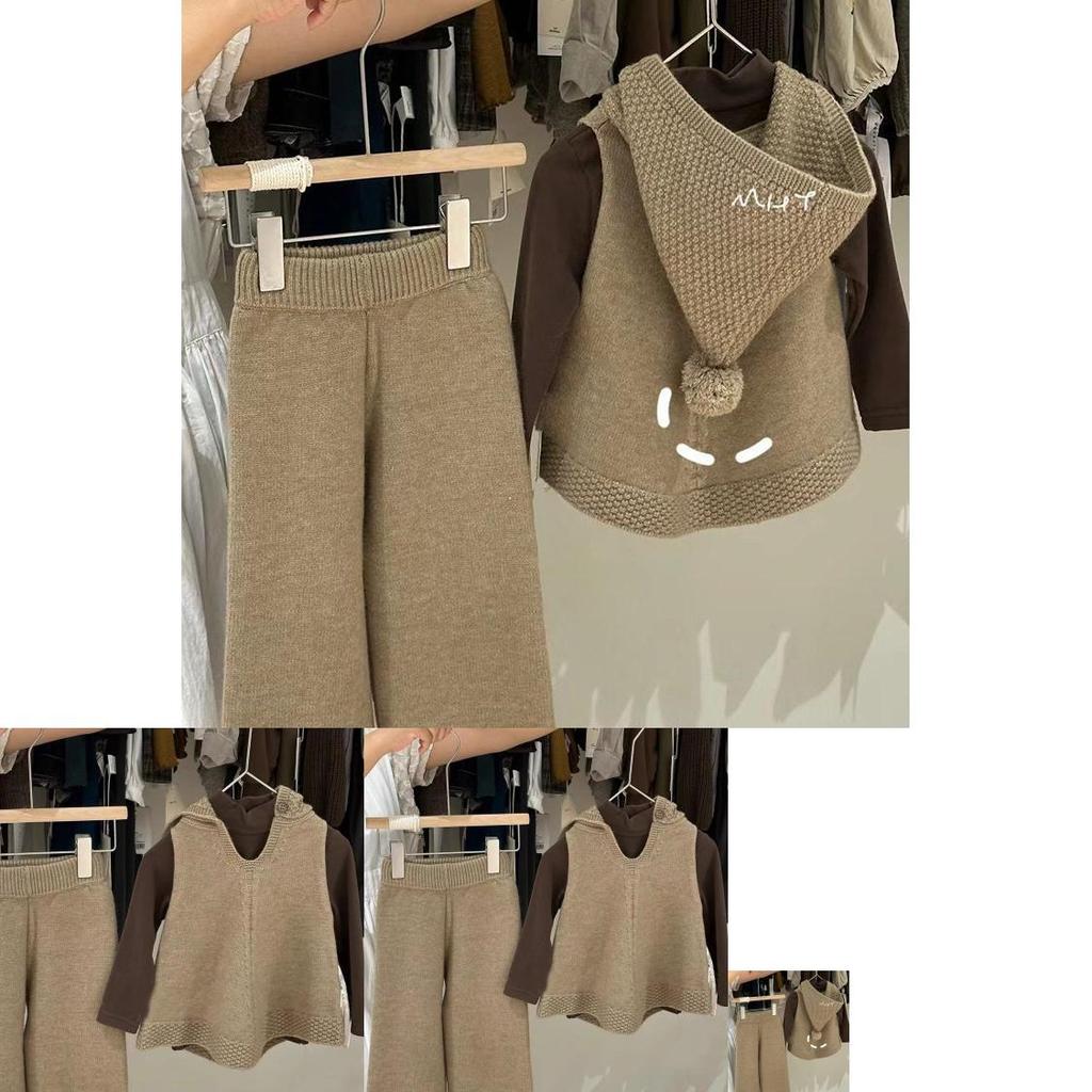 Entzückendes koreanisches Herbst-Winter-Outfit für Kinder mit gemütlichem Kapuzensweater und langer Hose für Mädchen im Alter von 3 bis 8 Jahren