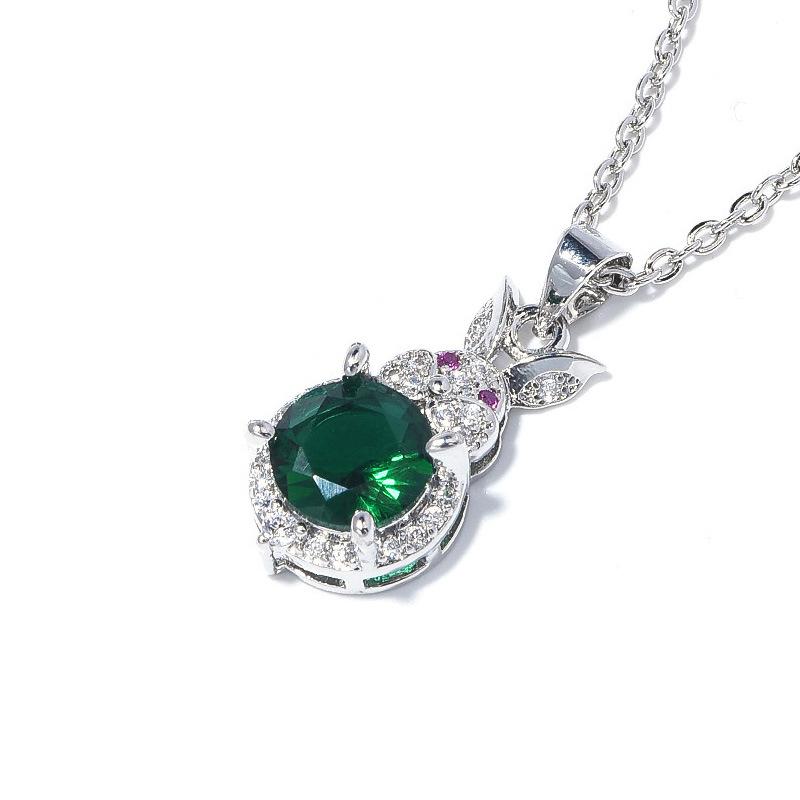 

Ожерелье со знаком зодиака «Кролик» Женское универсальное высококачественное ожерелье из циркония Женское ожерелье из инкрустированного медью циркония Разноцветное Send chain зелёный