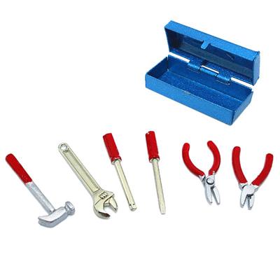 Werkzeuge Mini Hammer Schraubenschlüssel Schraubendreher Schere Spielzeug 01:12 Puppenhaus Zubehör 6Pcs