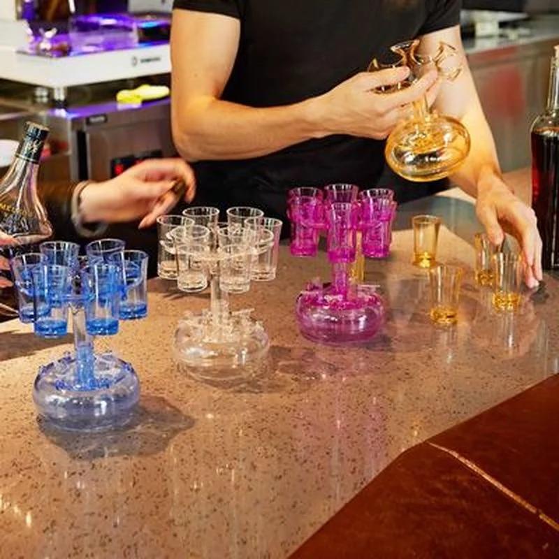 6-Shot Glass Dispenser Holder Wine Whisky Beer Rack Bar Accessory Drinking Party Games Tools