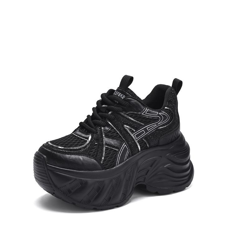 Inner heightening dad shoes women's shoes 2025 new explosive autumn breathable mesh thick-soled muffin sports and leisure little white shoes