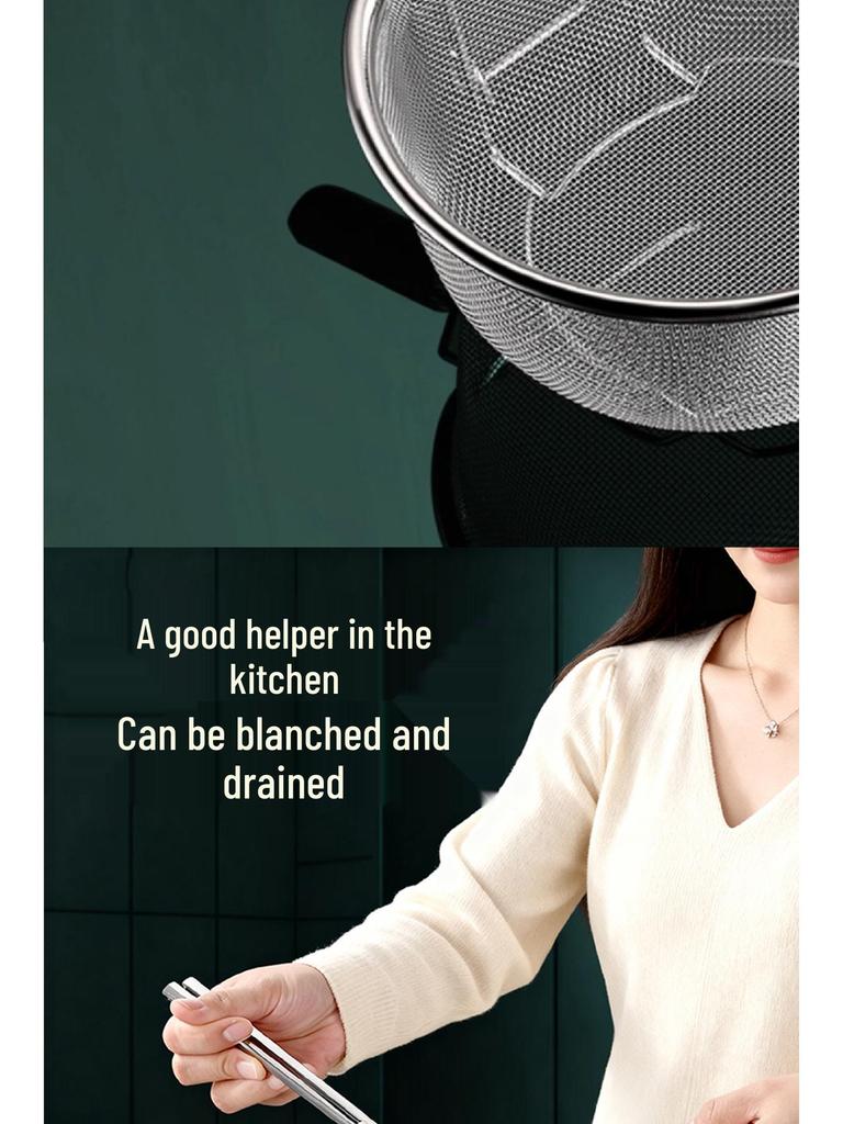 304 Stainless Steel Skimmer Fine Mesh Fryer Basket Oil Strainer Noodle Colander