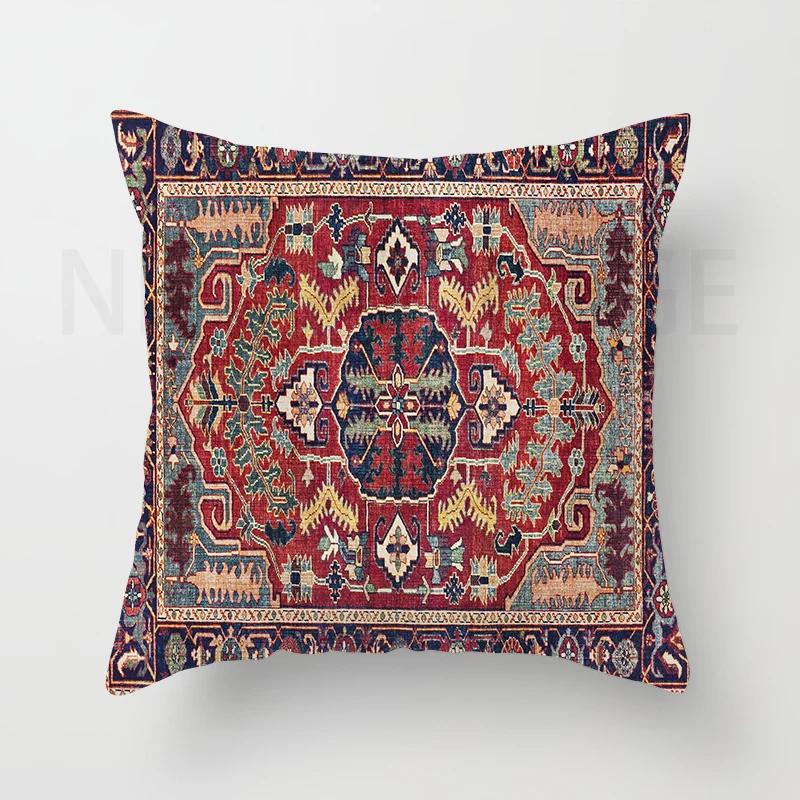 Red Moroccan Ethnic Style Short Plush Pillowcase Sofa Cushion Cover Home Decoration Can Be Customized for You 40x40 50x50 60x60