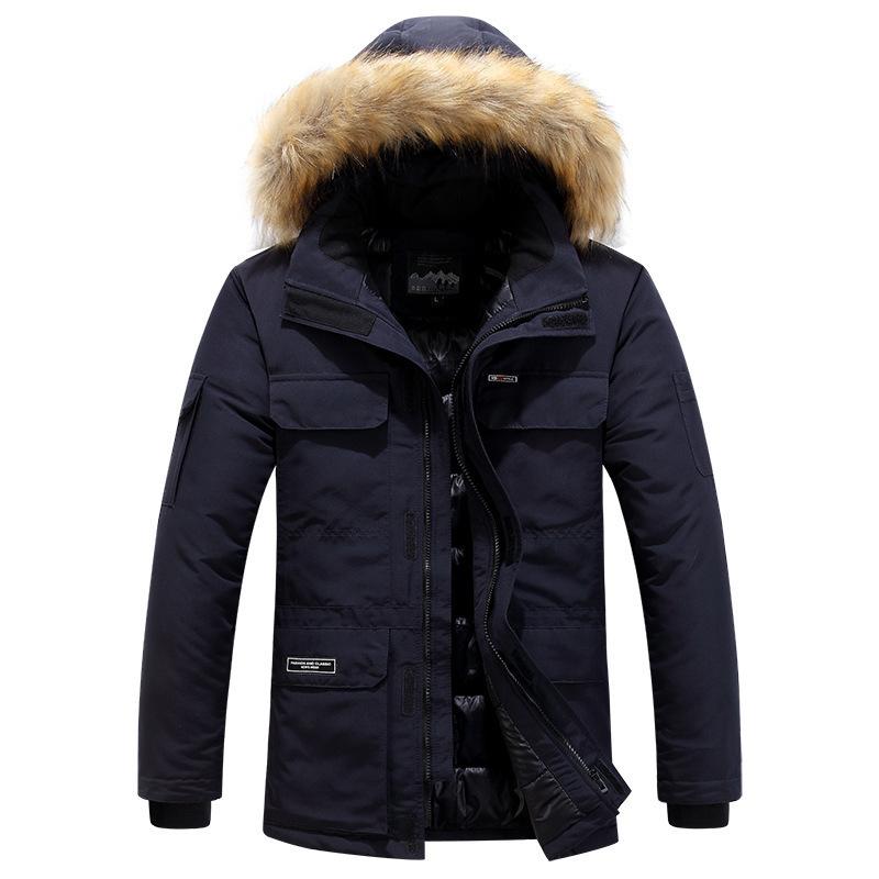Winter Men Fur Hooded Parkas Man Snow Mountain Ski Thermal Coats Men -30 Degree Thicken Warm Down Padded Jackets Clothing