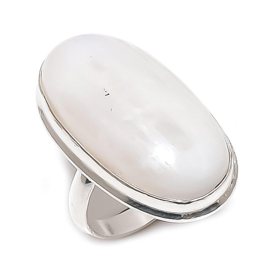 Natural Moonstone Gemstone Handmade 925 Sterling Silver Jewelry Ring Size 8 h8H67