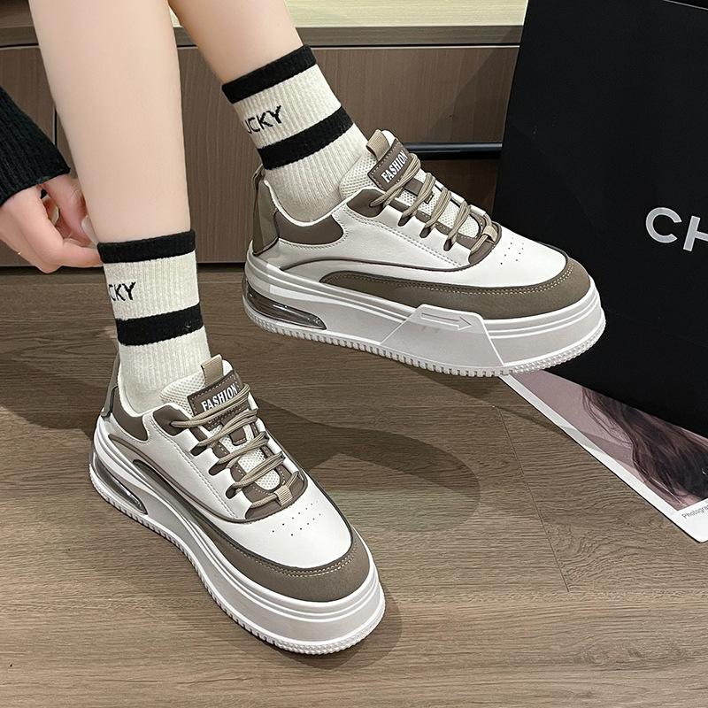 

Fashion breathable Internet celebrity white shoes 2025 autumn new muffin thick-soled round head lace-up board shoes casual sports shoes 40 хакі