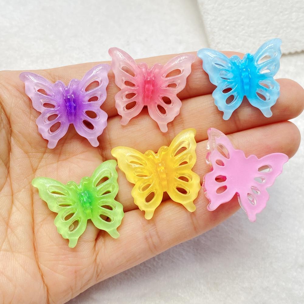 10Pcs Cute and shiny colored cartoon hollow butterfly Flat Back Scrapbook Figurine DIY Bow Decor Accessories Crafts