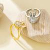 Adjustable Rabbit Ring with Zirconia for Women - Japanese/Korean Style, Copper, Rotatable, High-End Luxury Feel