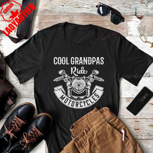 Cool Grandpa Gift Motorcycle TShirt Ride Biker Christmas Gift for Grandpa Dad Summer Fashion Casual Comfort Soft Cotton Tees