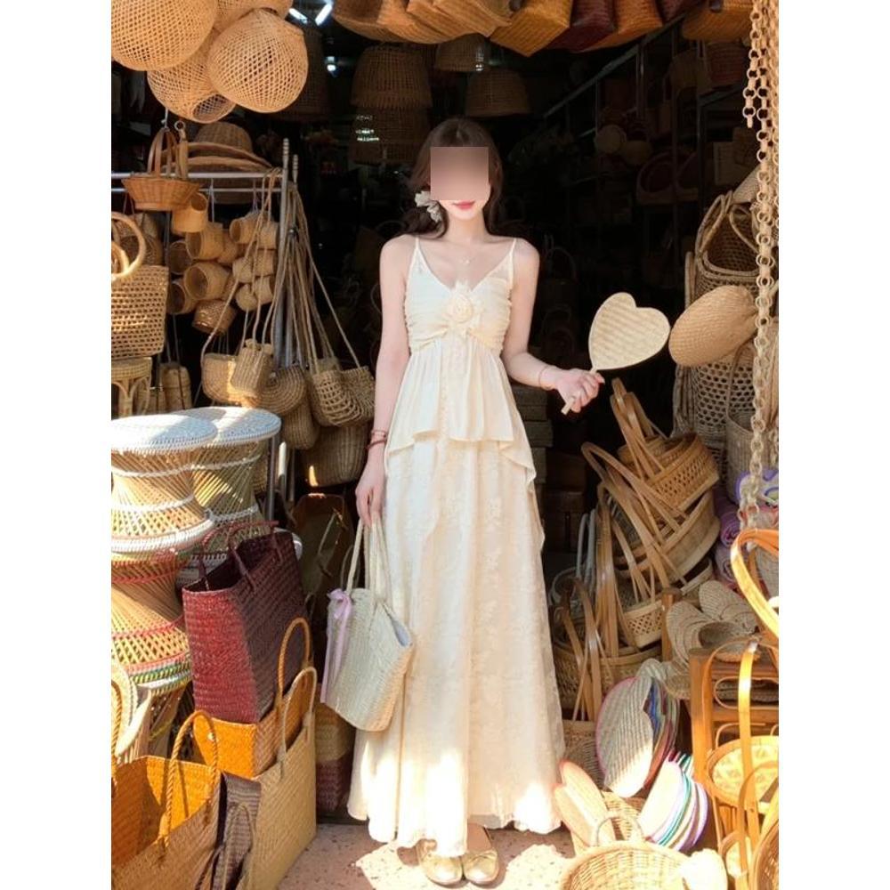Wind suspender women's dress suit summer vest top lace stitching skirt
