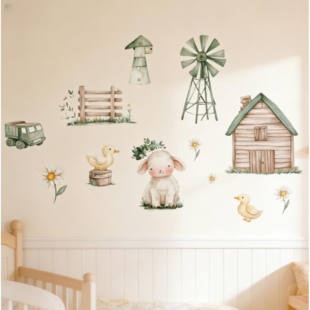 

Green Rabbit Farmhouse Wall Sticker PVC Decal for Living Room For Bedroom Kitchen Home Decor 60x30cm Removable China Mainland