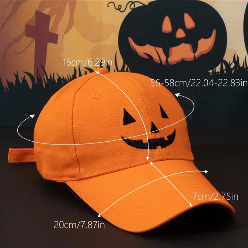 Unisex Halloween Bestickte Baseballkappe Kürbis Stickerei Hut Outdoor Verstellbar Lässig Gebogener Schirm Hüte Sonnenschutz Papa Hut