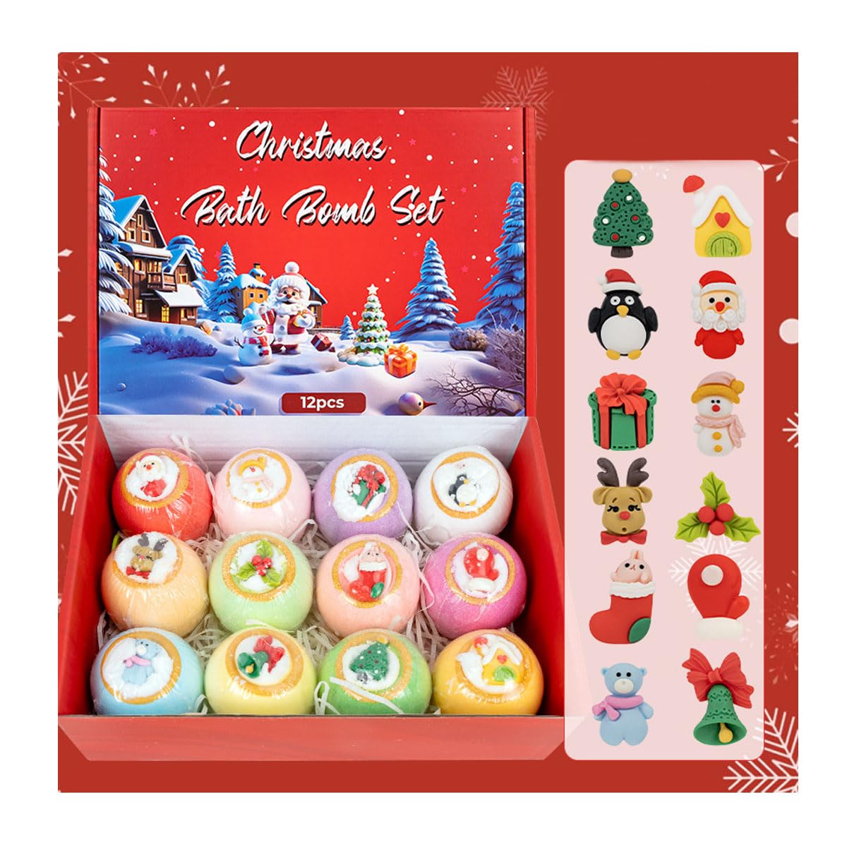 

[Christmas Special] 12 Bath Bombs with Toy Gift Set, Carbonated Bath Salts Gift Set, Perfect Christmas Gift Set, Bath Bomb Gift for Kids, Popular