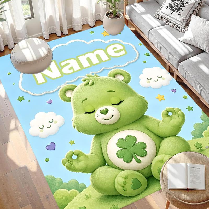 Custom Name Personalized Care Bears Print Carpet, Versatile Home Decor Rug, for Playroom, Apartment, Balcony, Entryway, Hallway Gift