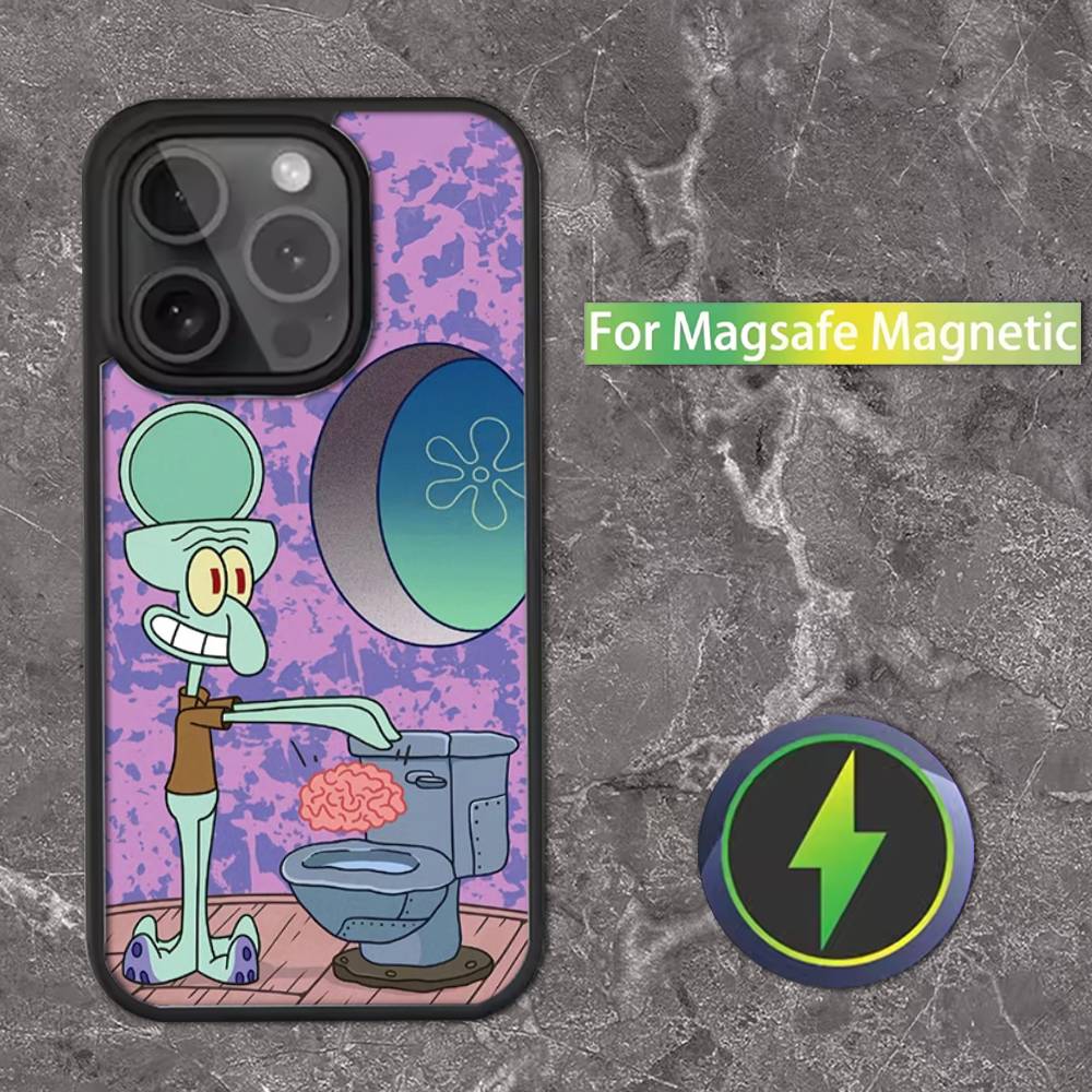 Squidward Tentacles Phone Case For iPhone 16,15,14,13,12,11,Pro,Max,Plus,Mini,SE Magsafe Magnetic Wireless Charging
