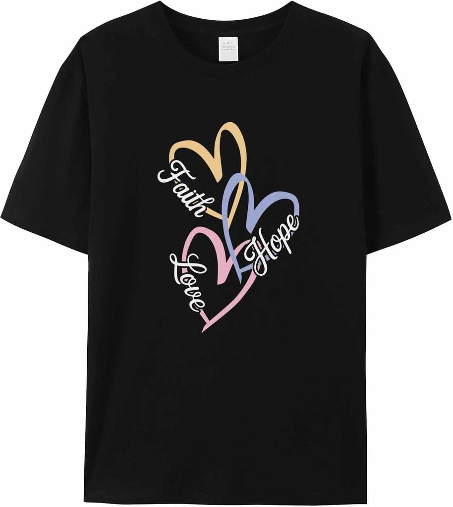 T Shirts for Women Graphic Tees Heart Crew Neck Short Sleeve Shirts for Women Line Love Casual T-Shirt