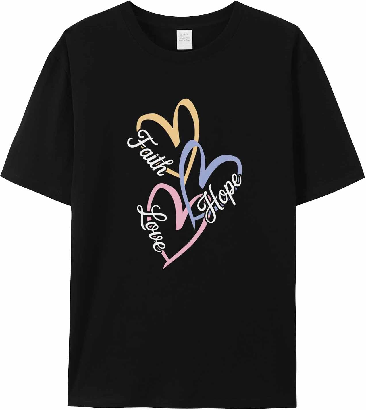 

T Shirts for Women Graphic Tees Heart Crew Neck Short Sleeve Shirts for Women Line Love Casual T-Shirt 5XL різнокольоровий