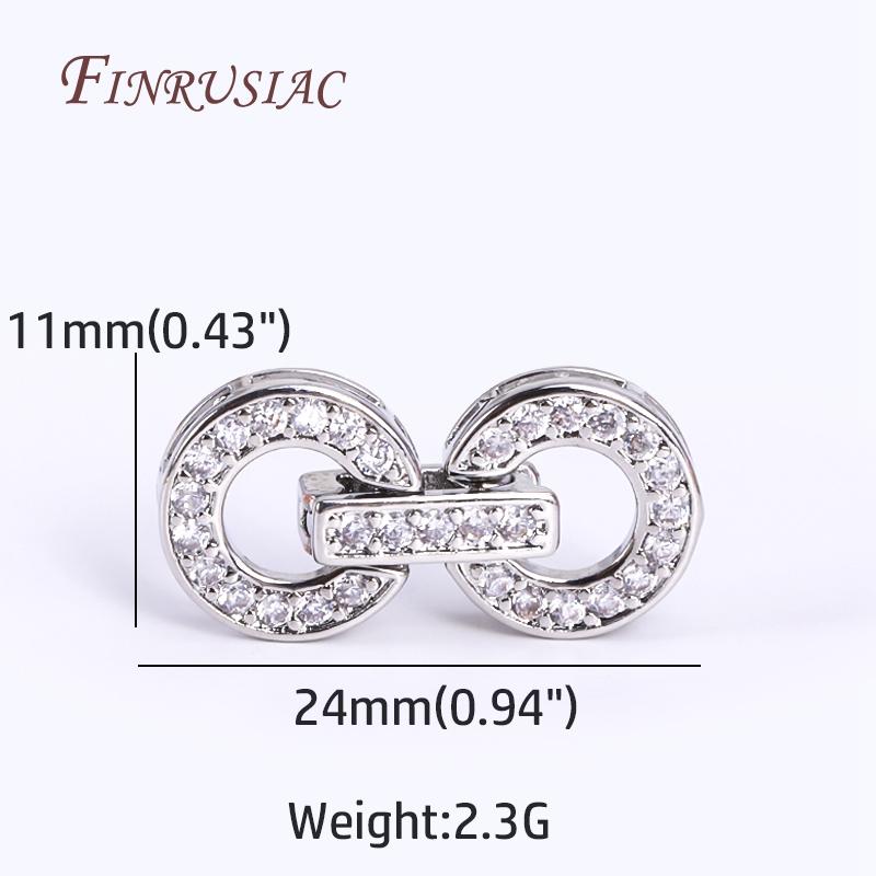 11X24mm 18K Gold Plated Inlaid Zircon Round Fastener Connector Clasps For Bracelet Necklace Making,DIY Pearls Jewelry Fittings