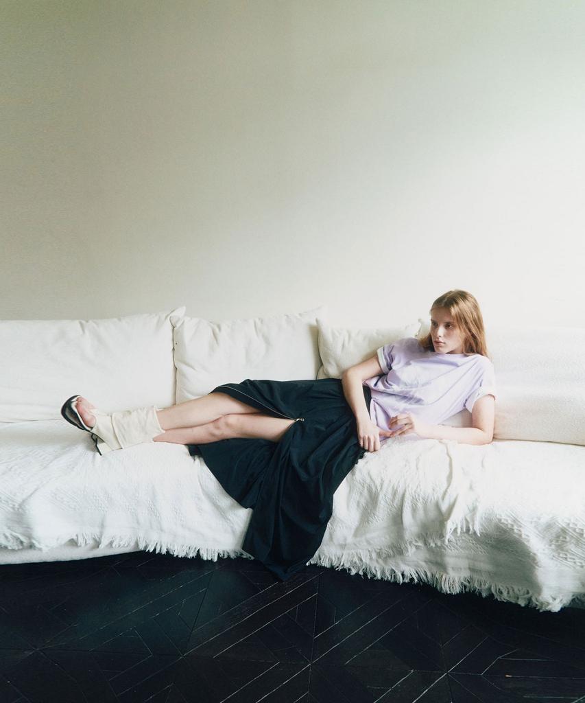 Ssikeoseun Printed Round Neck T-Shirts_Lavender