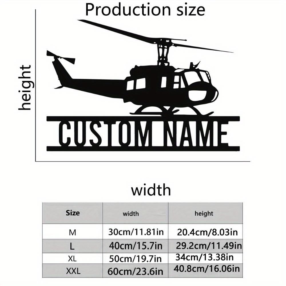 

Personalized Helicopter Metal Wall Art Family Name Sign Home Garden Decor Gift 30cm