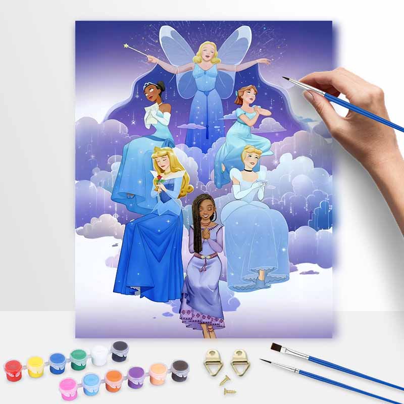 Disney Fairy Princesses Oil Paint Digital Painting Art Kit Handmade DIY Painting Kit Home Decor
