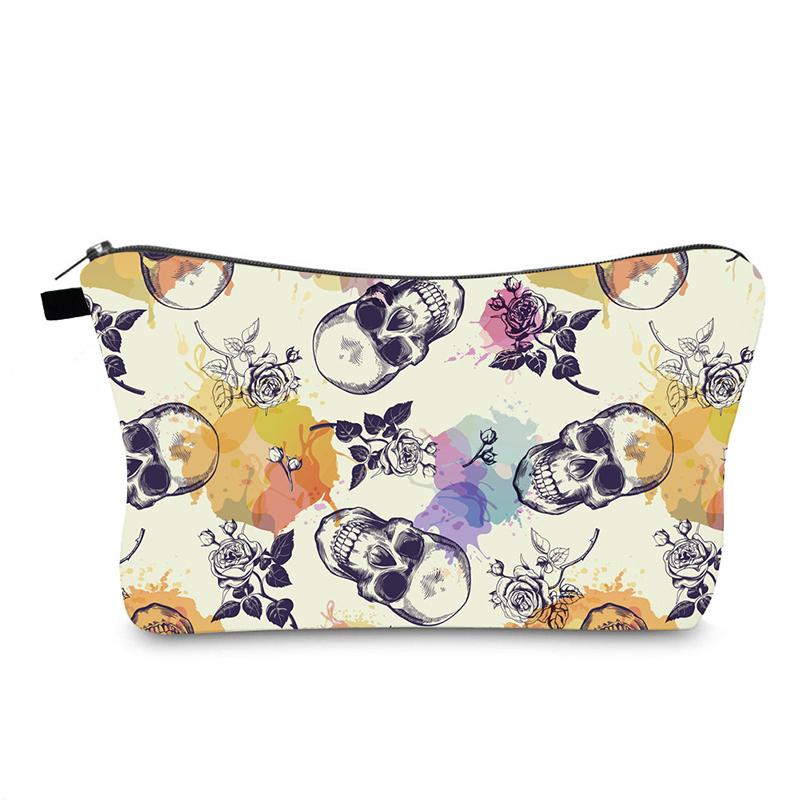 

1 шт. косметичка с принтом в виде черепа, дорожная портативная сумка-органайзер для косметических кистей, чехол для женщин, девушек, подарок на Хэллоуин Style 4