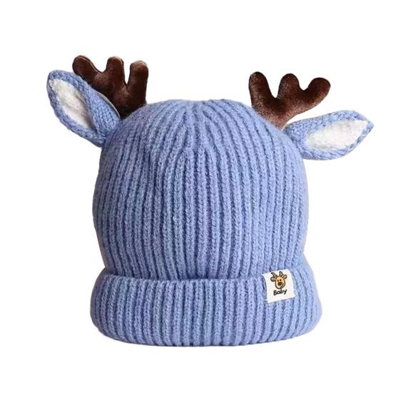 Reindeer Antler Baby Hat Soft Warm Knitted Winter Hat Perfect Fit Elastic Design Festive Christmas Toddler Cap