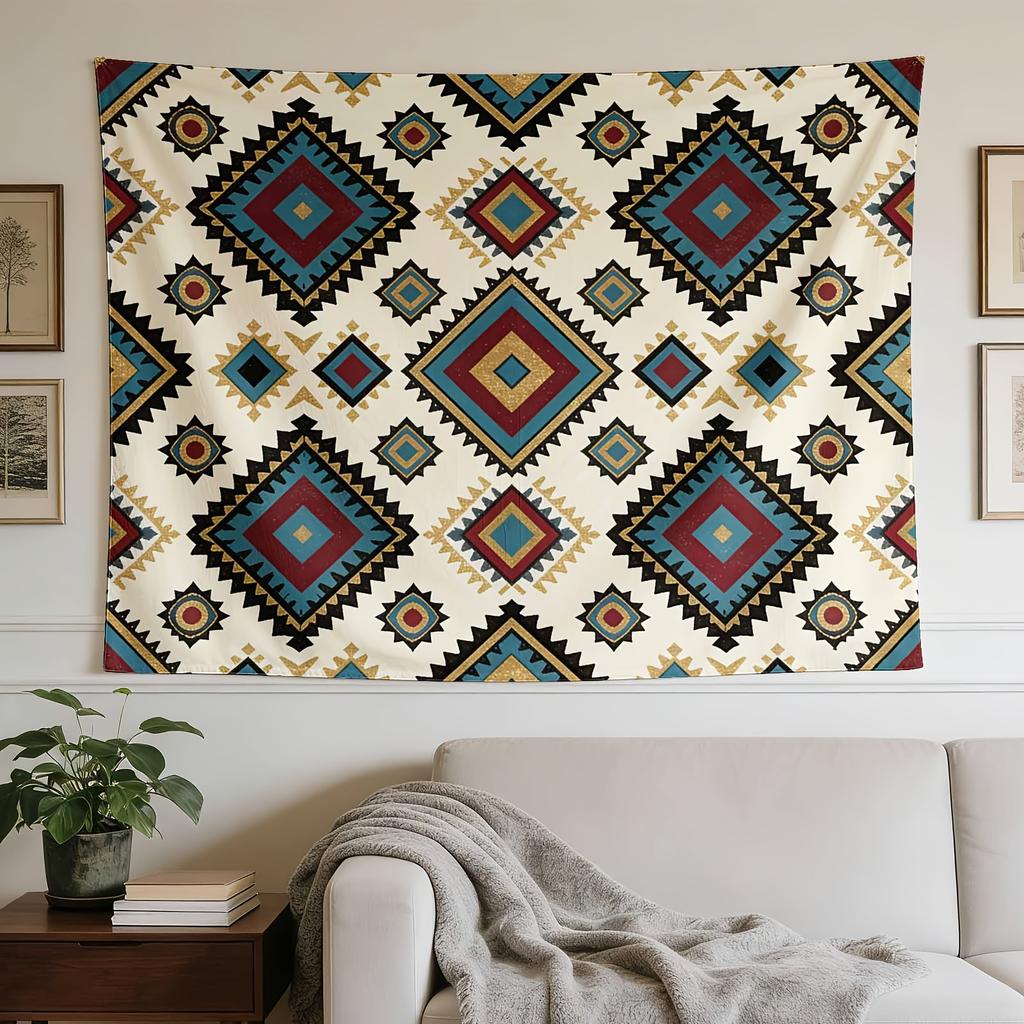 Bohemian Geometric Tapestry Wall Hanging Tribal Boho Ethnic Decor Moroccan Style Art for Living Room Home Decoration Wall Fabric