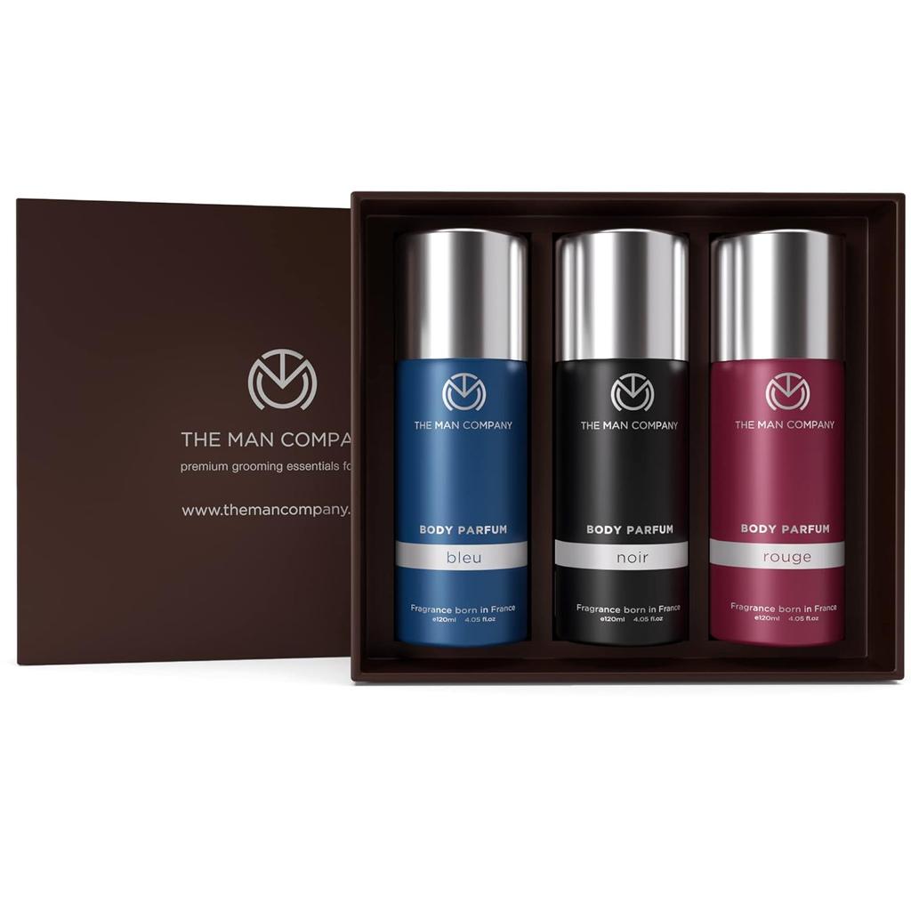 The Man Company Trio Body Perfume for Men | Noir, Bleu, Rouge Deodorant Set | Premium Long Lasting Fragrance | Body Spray Combo Pack - (120ml*3)