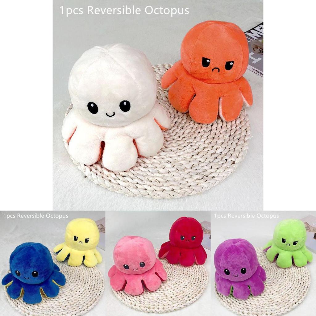 Adorable Double-sided Flip Reversible Octopus Plush Toy For Kids Soft And Cuddly Marine Life Stuffed Animal