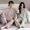 Autumn Cartoon Cotton Lycra Pajama Set: Long Sleeve, Long Pants, Cardigan - Stylish, Comfortable Outdoor Homewear for Couples.
