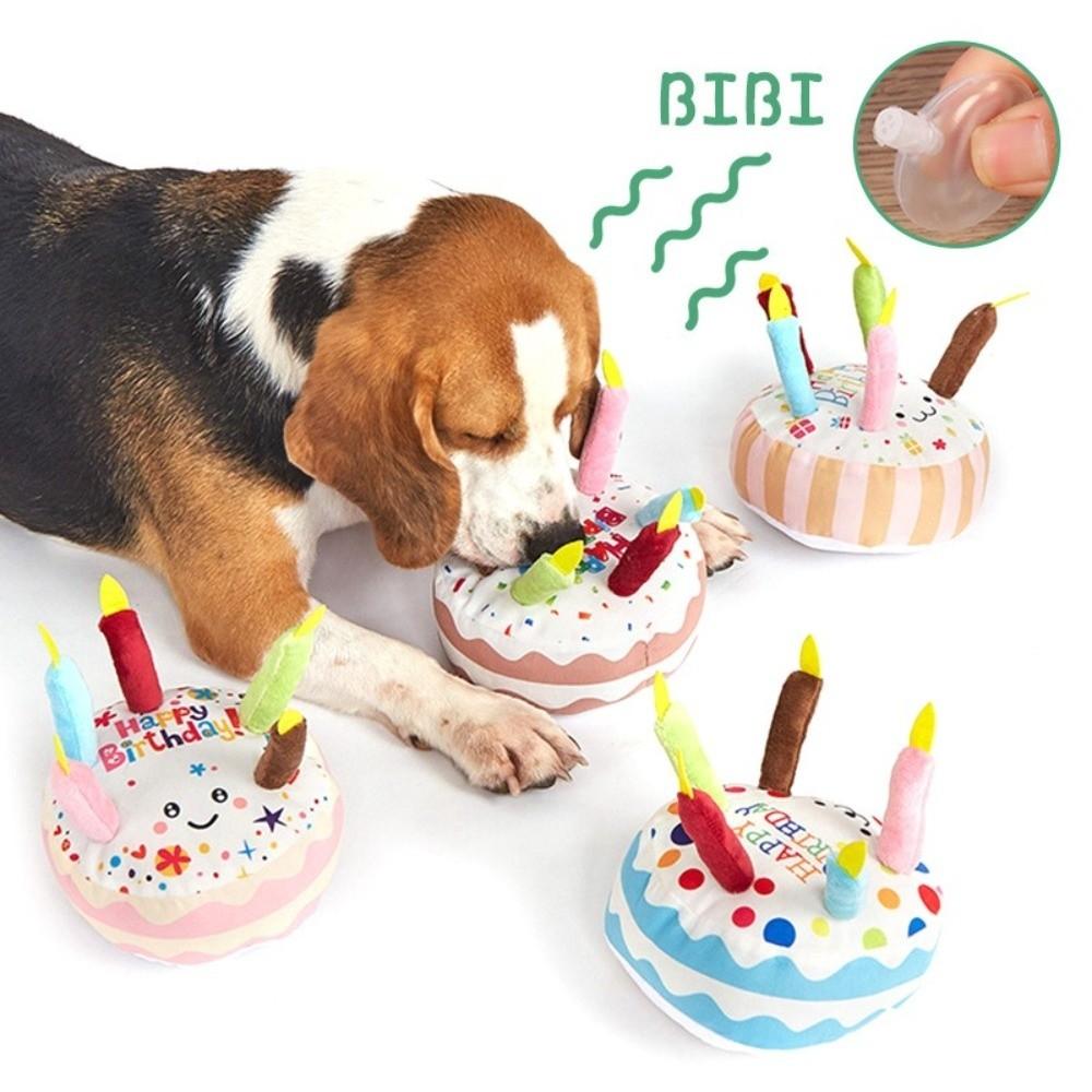 New Birthday Cake Dog Toys Interactive 16cm Sound Making Toys Puppy Teething Bite Resistant Gnaw Toys Pet Supplies