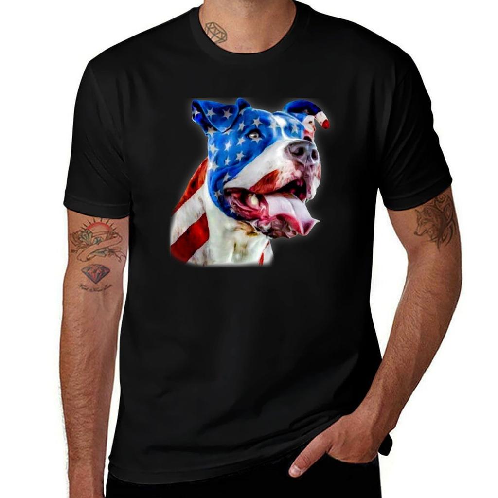 American Pitbull Flag TShirt Mechanic Work Tee Shirt