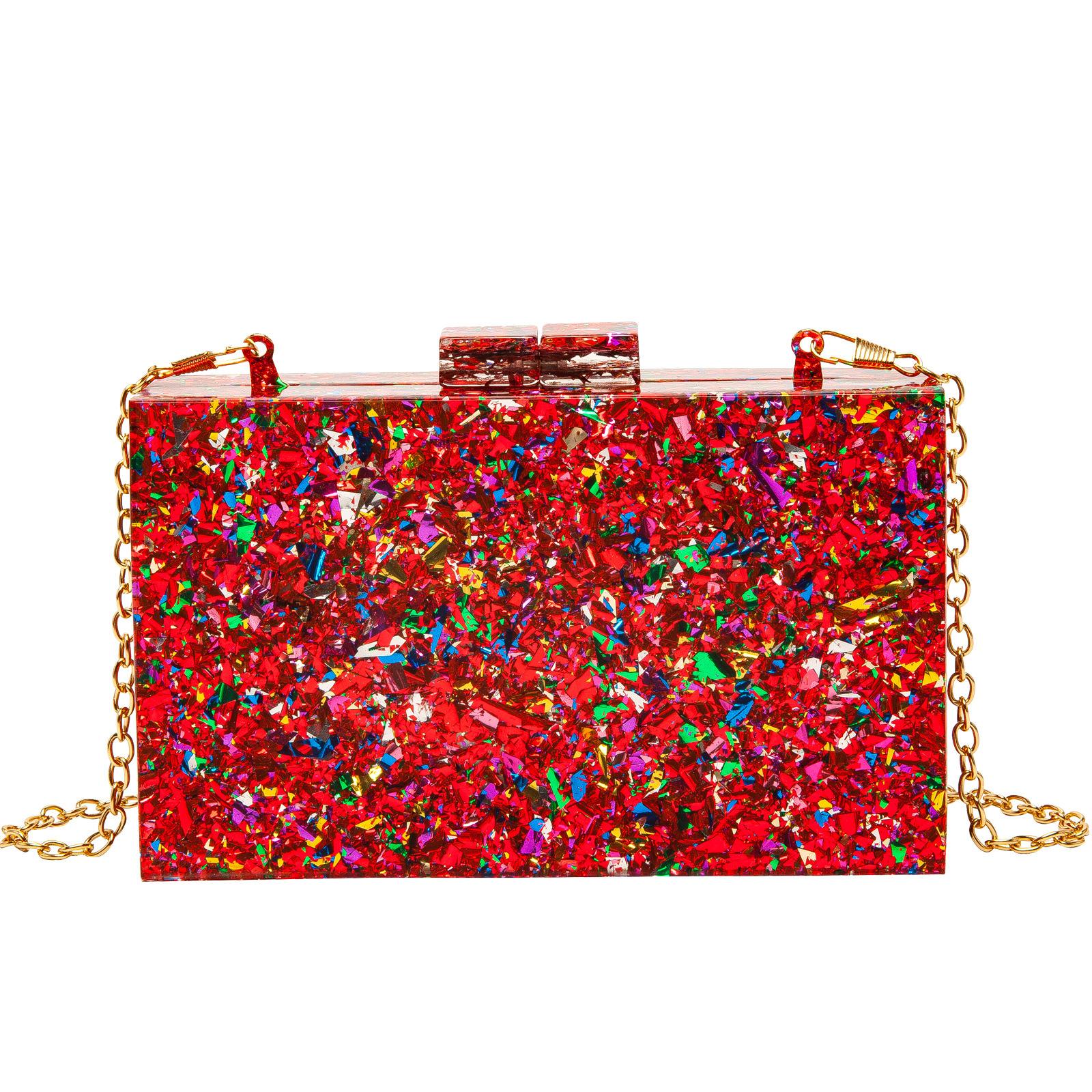 

Acrylic Purses and Handbags for Women Multicolor Perspex Geometric Patterns Box Clutch Banquet Evening Crossbody Bags Sac A Main
