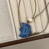 Vintage Ceramic Blue Bird Pendant Necklace With Leather Rope And Anti Allergic Jewelry