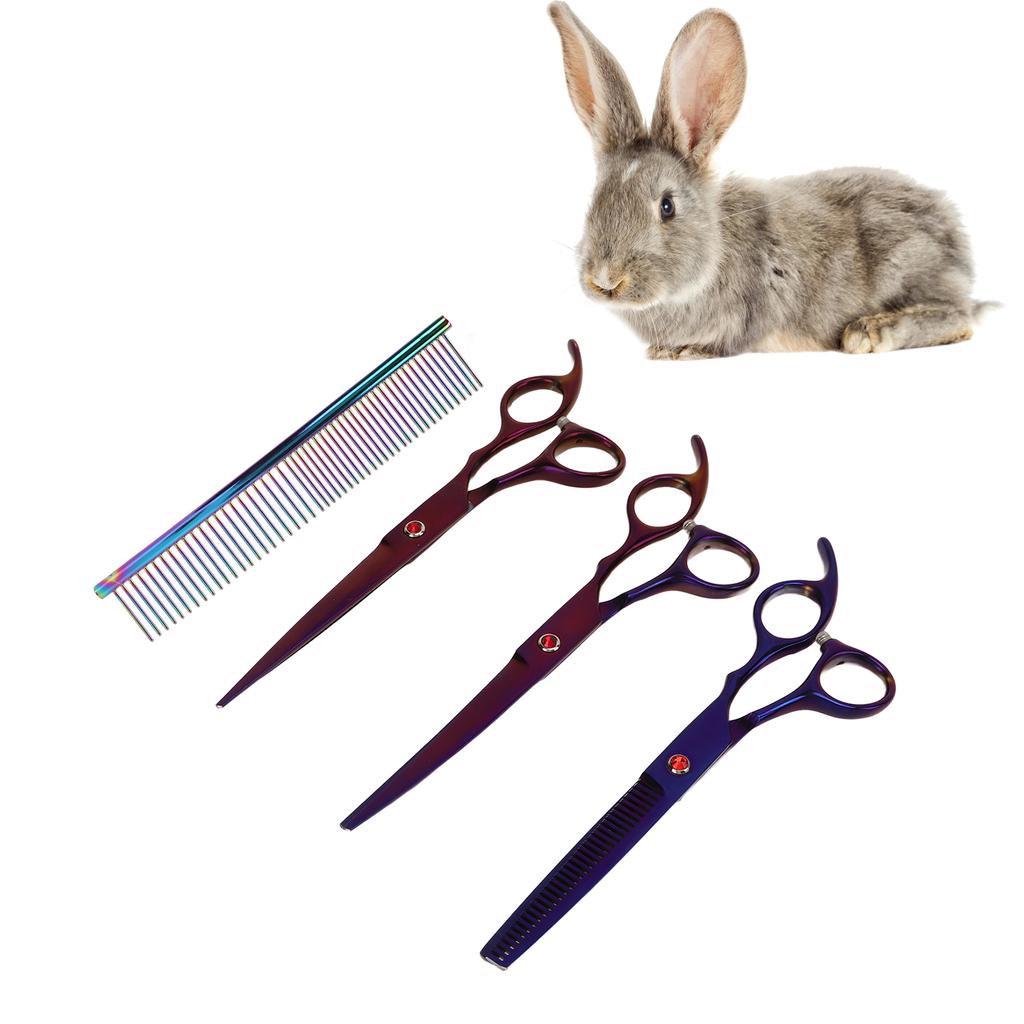 5 Pcs 7 Inch Professional Grooming Scissors Stainless Steel Rabbit Grooming Scissors Set for Small