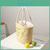 Borsa di paglia a forma di limone fatta a mano con ricamo, taglia grande, perfetta per la vacanza al mare
