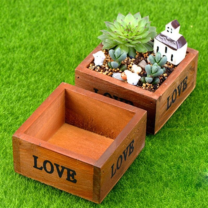 Neu TOP Natürliche platz Holz Sukkulente Blume Bett Topf Box Garten Pflanzer 10CM