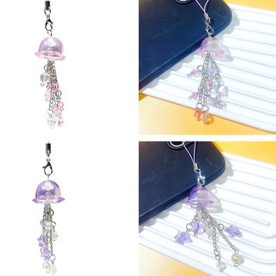 Fashionable Jellyfish Phone Charm Stylish Phone Lanyard Stylish Keychain Charm Accessory for Phones Keys and Earphones