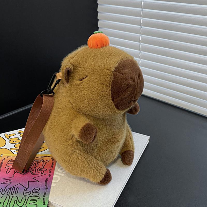 

Милый плюшевый рюкзак-капибара большой вместимости, сумка-кроссбоди капибара, сумка-тоут, мягкий школьный рюкзак капибара для девочек, подарки на день рождения коричневый