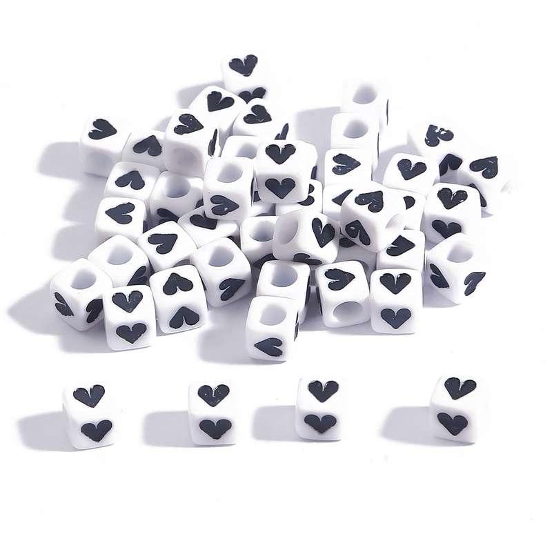 Perline con Lettere Perline Acriliche Cubiche Perline Alfabeto Bianche 6mm per Gioielli 100Pz