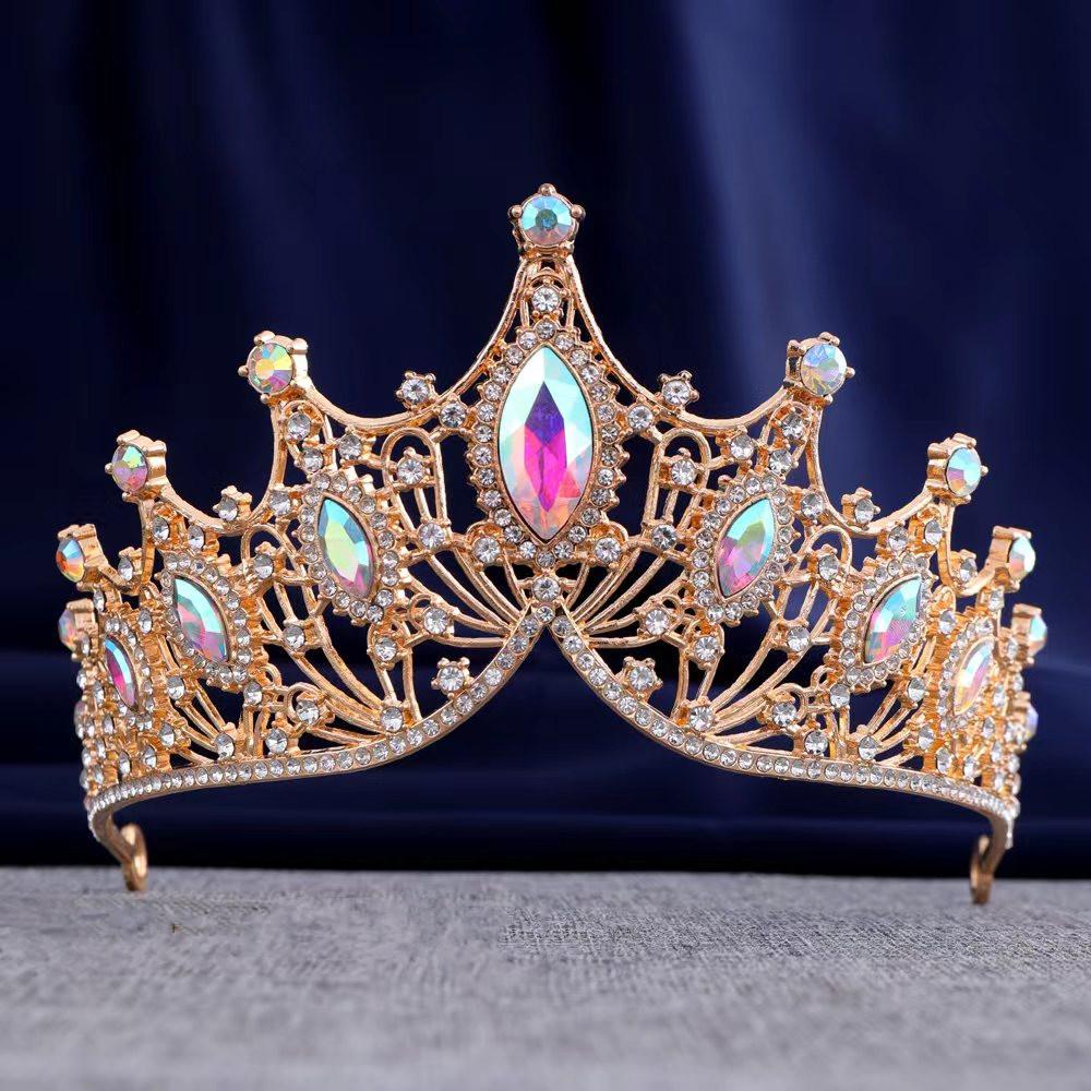 Барочная Красочная Свадебная Корона Атмосферный Ретро Дворцовый Принцесса Головной Убор Сплавная Корона Легкая Роскошь