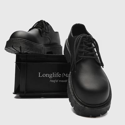 Heren Platform Derby Laarzen Britse Stijl Ronde Neus Dikke Zool Formele Schoenen Comfortabel Zwart Leer Zakelijk Casual Schoeisel