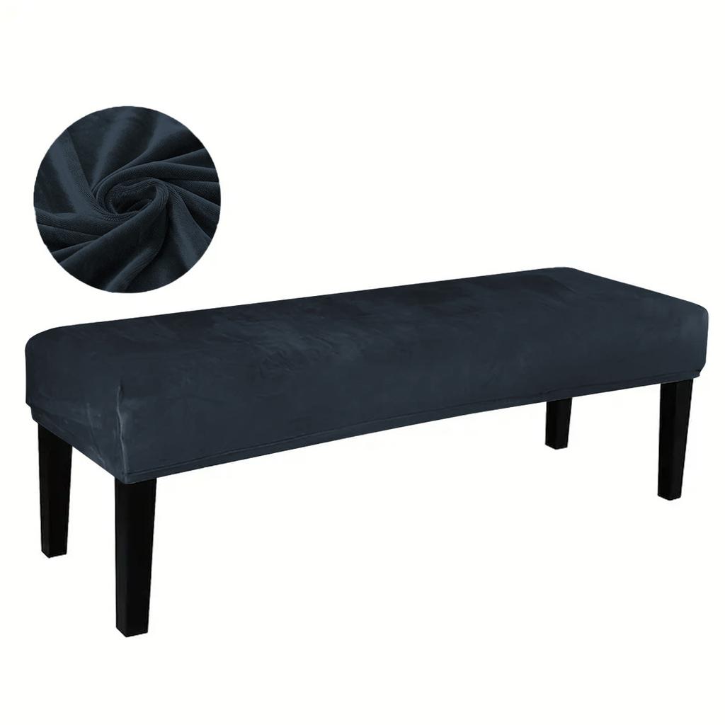 Silver Fox Fleece Bench Cover Elastic All-Inclusive Stool Cover Dust-proof, Bench Chair Cover Piano Seat Cover