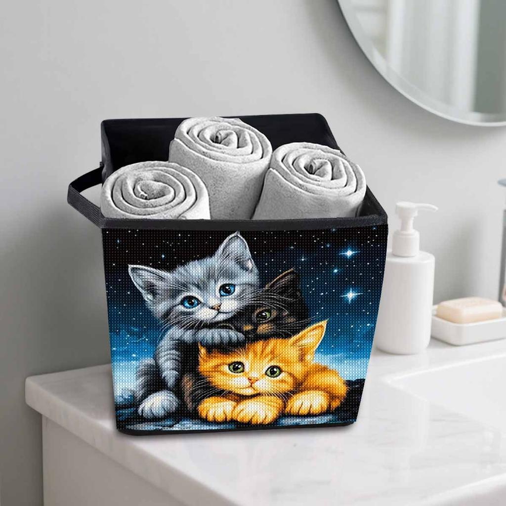 Three Kittens 5D Diamond Painting Storage Basket Full Round Drill Mosaic Diamond Embroidery Cross Stitch Kits Home Decor Home Decor